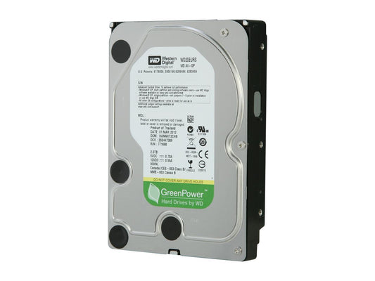 WD AV WD20EURS 2TB 64MB Cache SATA 3.0Gb/s 3.5 Internal Hard Drive - Manufacture Recertified Bare Drive