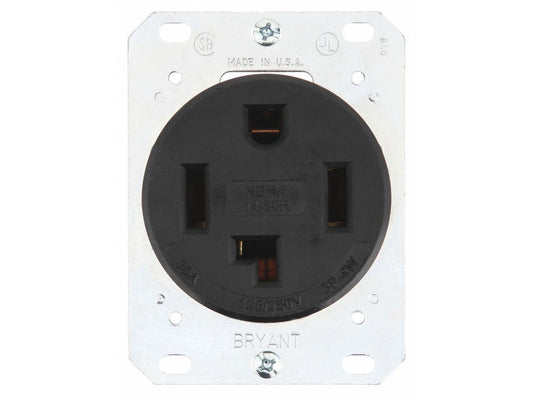 ZORO SELECT 9430FR Receptacle, 30 A Amps, 125/250V AC, Flush Mount, Single