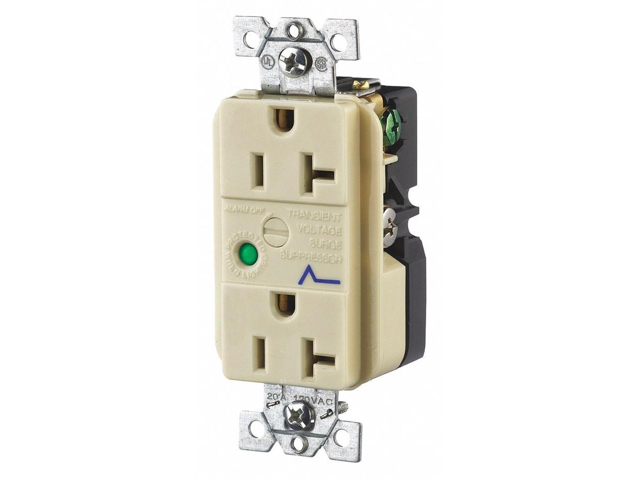 ZORO SELECT SP53IA Receptacle, 20 A Amps, 125V AC, Flush Mount, Decorator