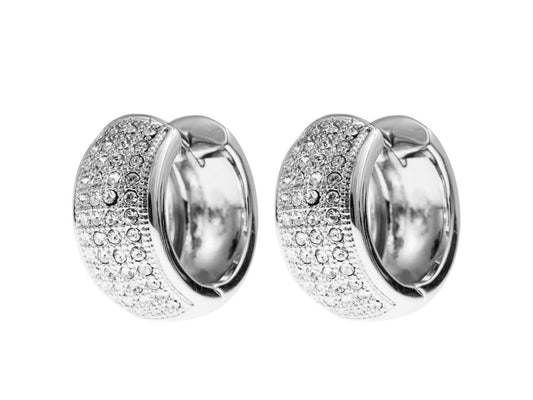 18K White Gold Plated Earrings with Crystal Encrusted Clip Design and High Quality Crystals by Matashi