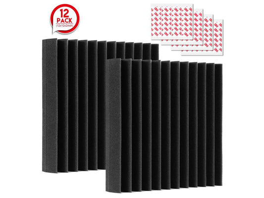 AGPtEK 12 Packs Sound Proof Padding Soundproof Foams 12*12*2 Inches Black