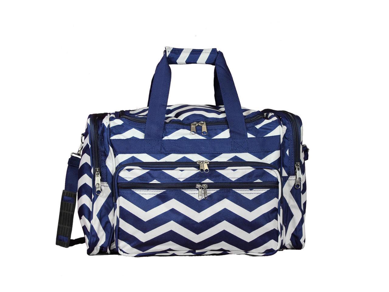 World Traveler 19-inch Carry-On Shoulder Duffel Bag - Navy White Chevron