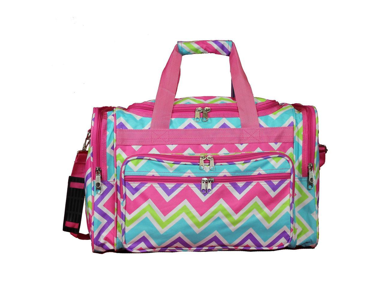 World Traveler 19-inch Carry-On Shoulder Duffel Bag - Pink Trim Chevron Multi