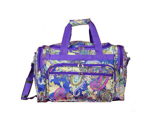 World Traveler 19-inch Carry-On Shoulder Duffel Bag - Multi Paisley Blue Purple