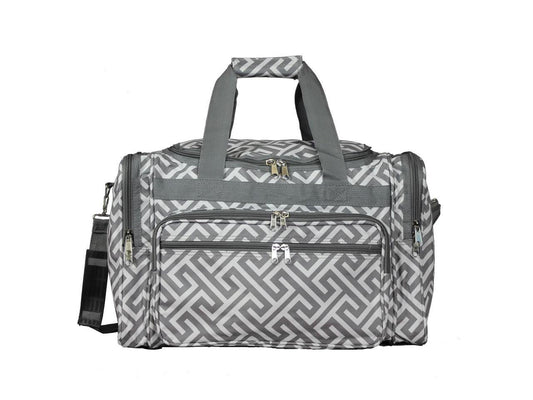 World Traveler 19-inch Carry-On Shoulder Duffel Bag - Grey White Greek Key