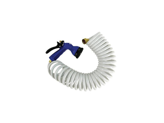 Whitecap 15' White Coiled Hose W/Adjustable Nozzle