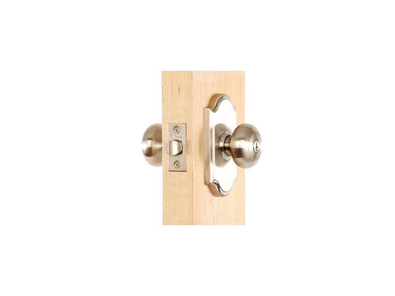 Weslock 01740ININSL23 Impresa Keyed Entry Door Knob Set with Premiere Rosettes, Satin Nickel