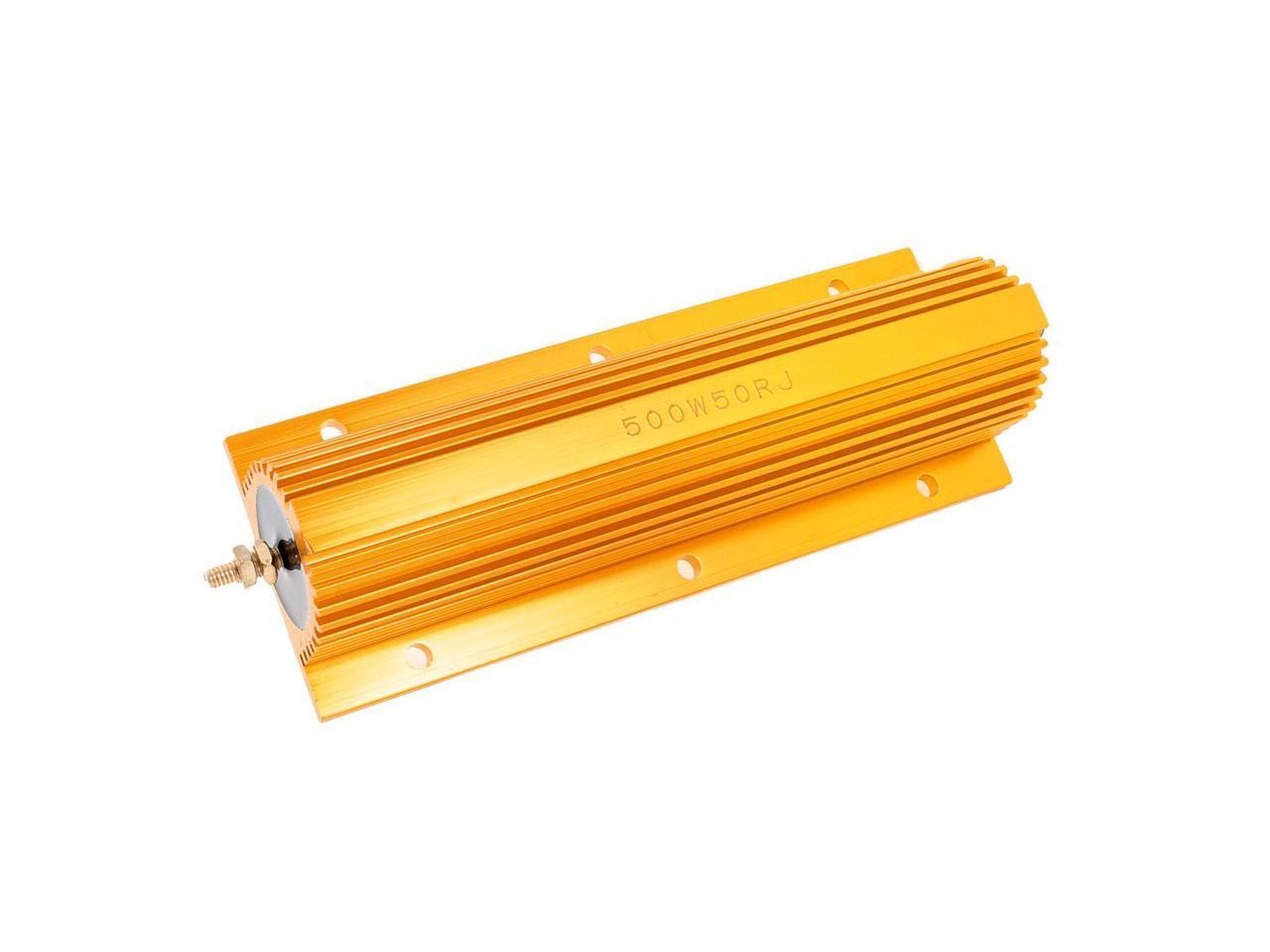 A13091300ux1141 500W 50 Ohm Resistance 5% Gold Tone Aluminum Case Wirewound Resistor, 2.76 Width, 7.87 Length