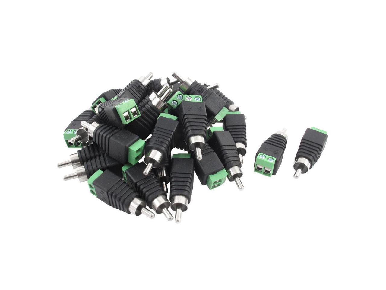 30pcs UTP Cat5 Cat6 Cable to AV Phono RCA Male Jack Plug Adapter for CCTV