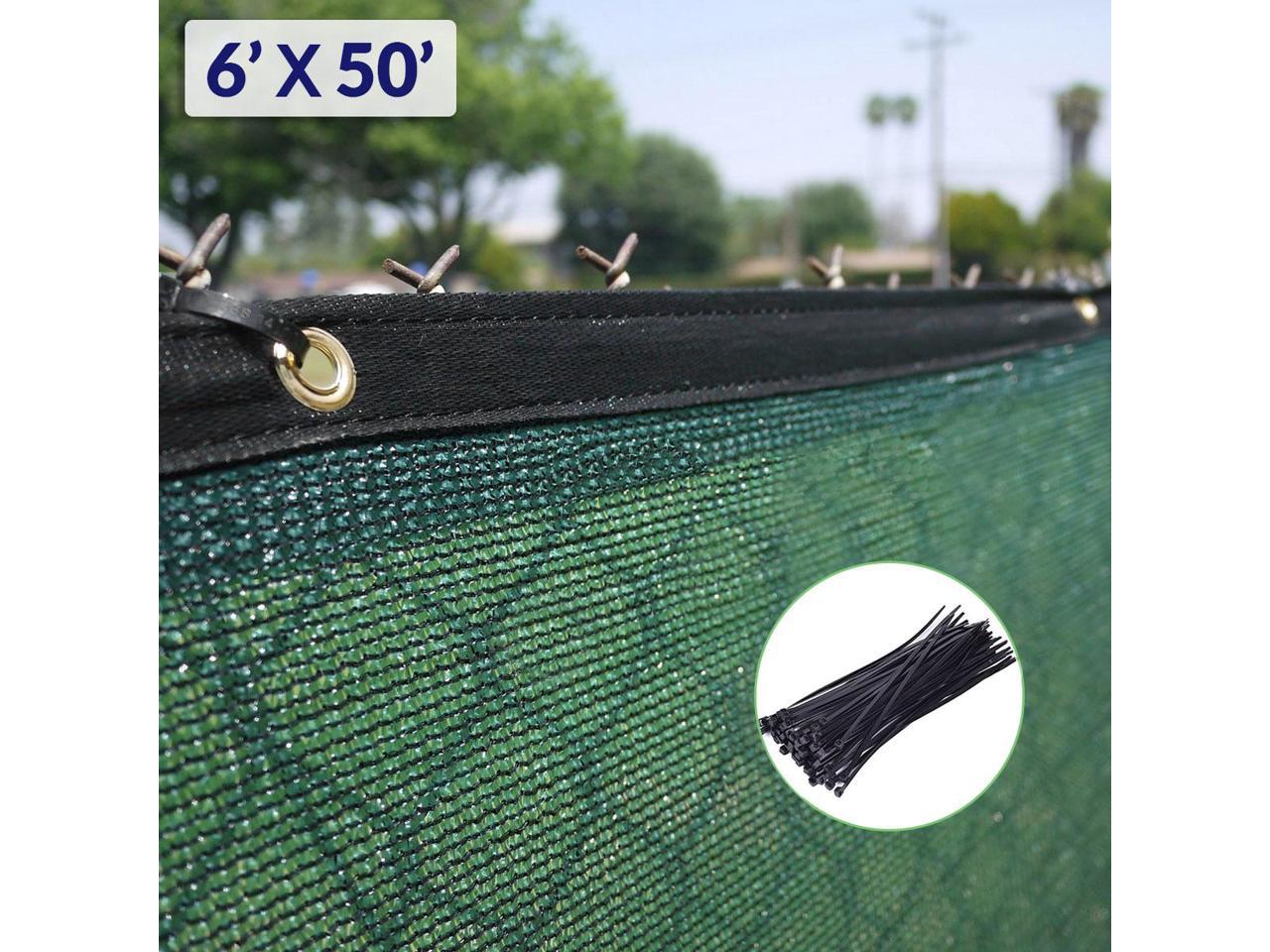 6' x 50' Fence Windscreen Privacy Screen Shade Cover Fabric Mesh Tarp, Green