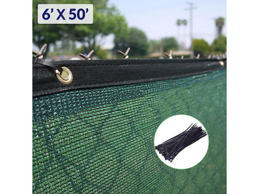 6' x 50' Fence Windscreen Privacy Screen Shade Cover Fabric Mesh Tarp, Green