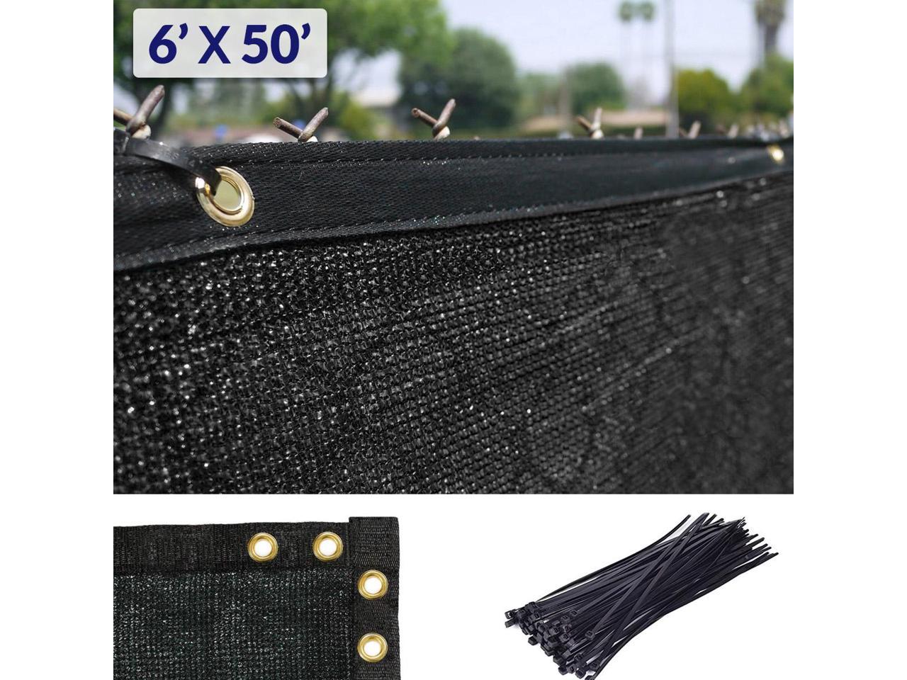 6' x 50' Black Fence Privacy Screen, Backyard Fabric Mesh Tarp Garden Windscreen