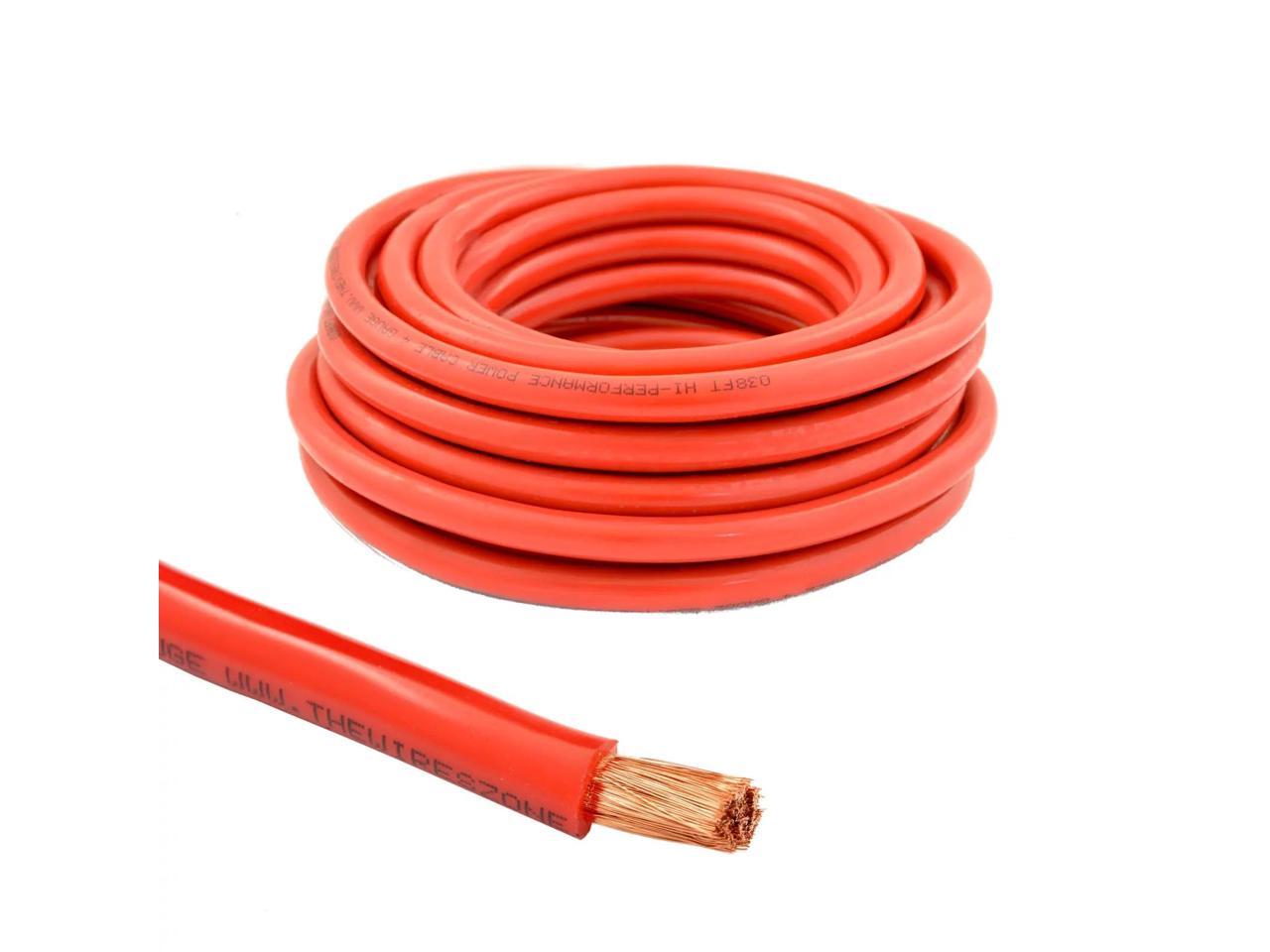 4 Gauge 25ft OFC Power Cable Oxygen-Free Copper Ground Wire (4 AWG Red 25-feet)