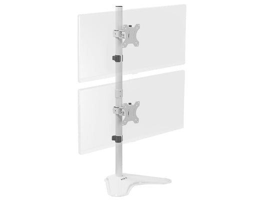 VIVO White Dual LCD Monitor Desk Stand/Mount Free Standing, Holds Vertical 2 Ultrawide Screens up to 34 (STAND-V002L)