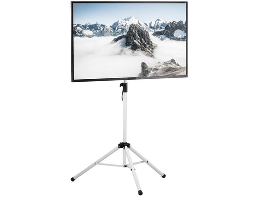 VIVO White Tripod 32 to 55 LCD LED Flat Screen TV Display Floor Stand, Portable Height Adjustable Mount (STAND-TV55TW)