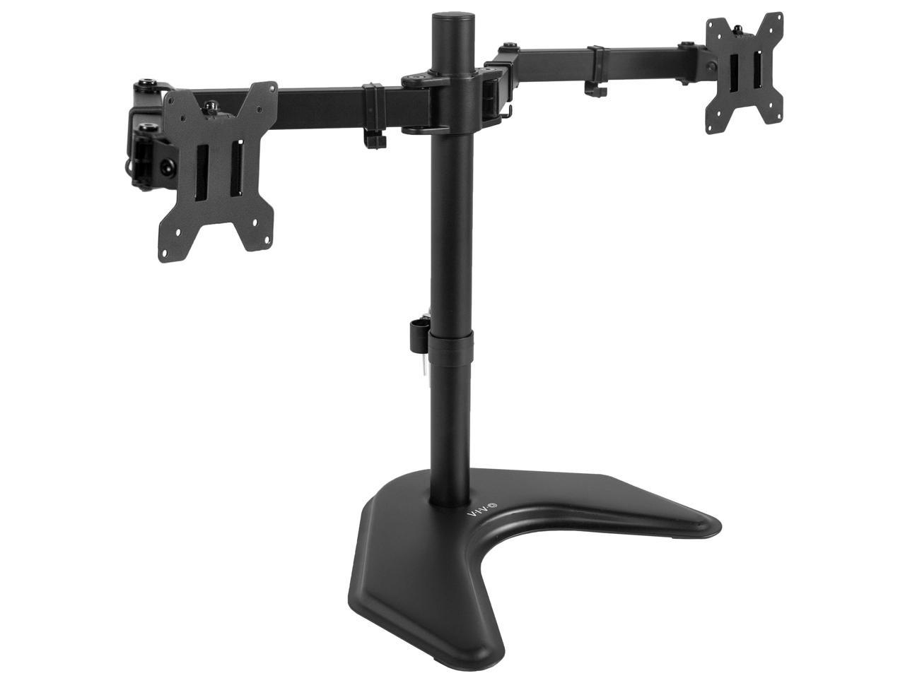 VIVO Black Dual Monitor Mount, Freestanding Desk Stand, Heavy Duty, Adjustable, Fits Up to 32 Screens (STAND-V032F)