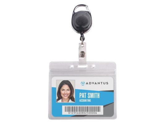 Advantus Badge Reel Holder Combo Pack - Horizontal - Vinyl - 10 / Pack - Black/Clear AVT91130