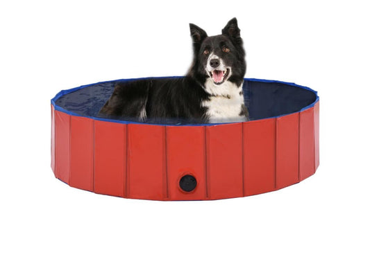 vidaXL Foldable Dog Swimming Pool Red 47.2x11.8 PVC