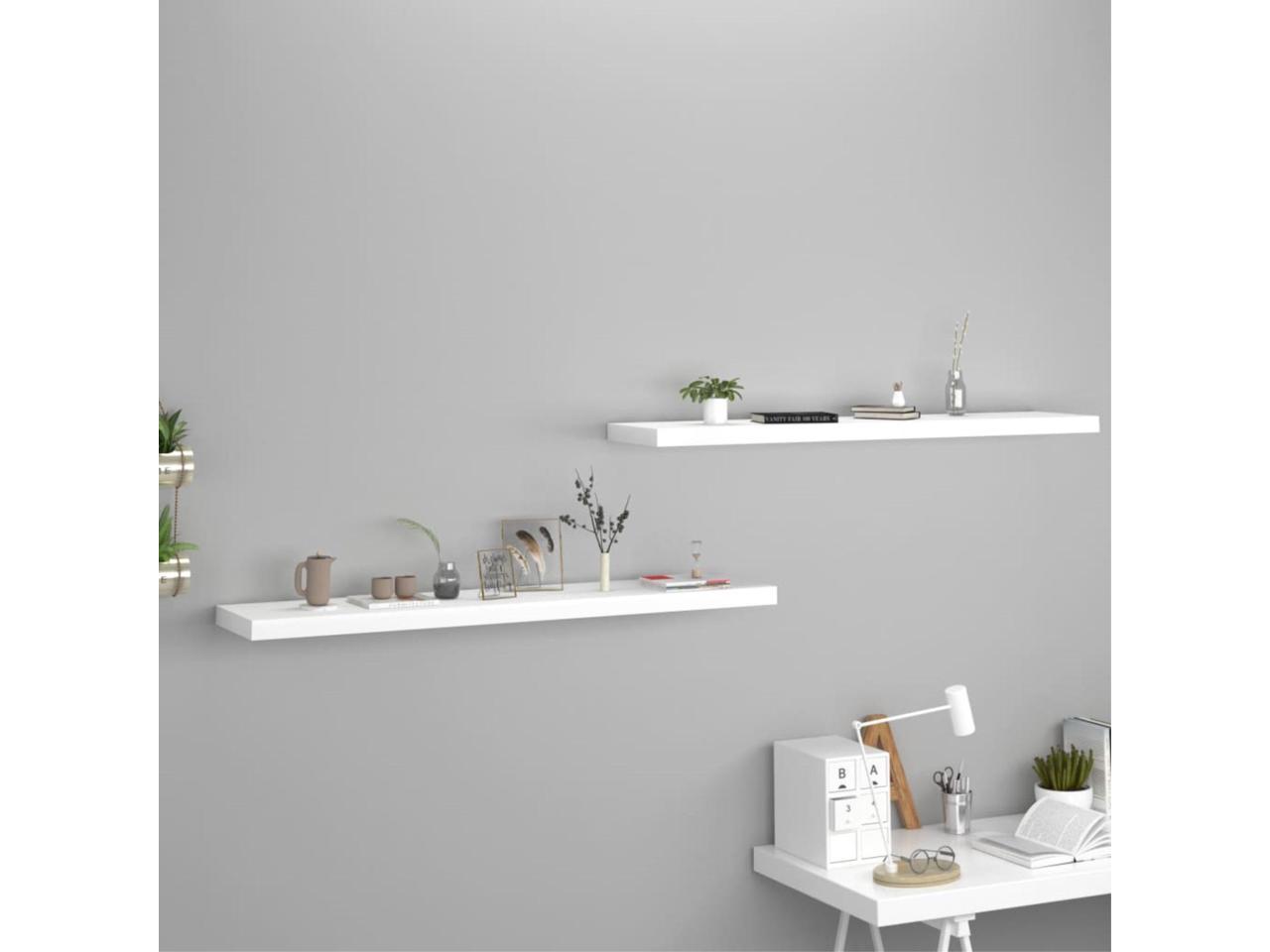 vidaXL Floating Wall Shelves 2 pcs White 47.2x9.3x1.5 MDF