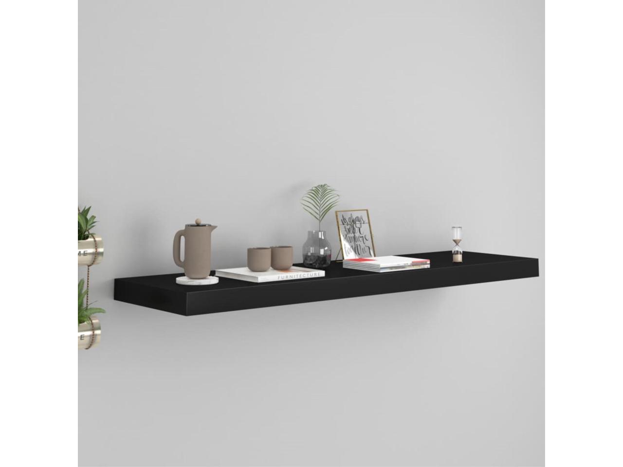 vidaXL Floating Wall Shelf Black 35.4x9.3x1.5 MDF