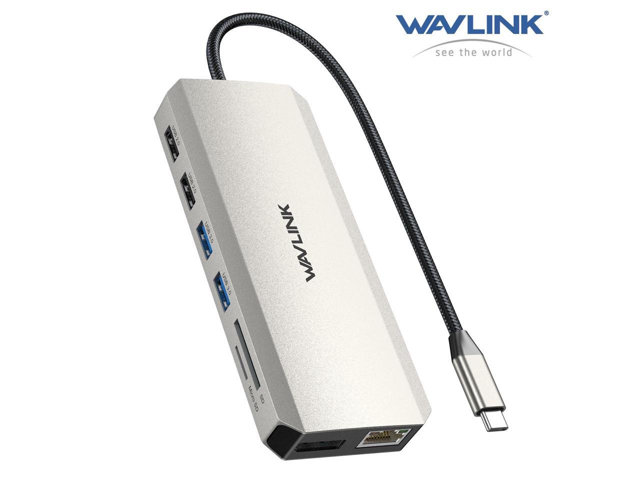 WAVLINK USB C Laptop Docking Station Triple Monitor USB C Hub with Dual 4K HDMI, 4K DP, 100W PD IN Multiport Adapter, 5Gbps USB3.0, USB2.0, RJ45, SD/TF Slots, Audio/Mic, for MacBook/Dell/HP/Lenovo