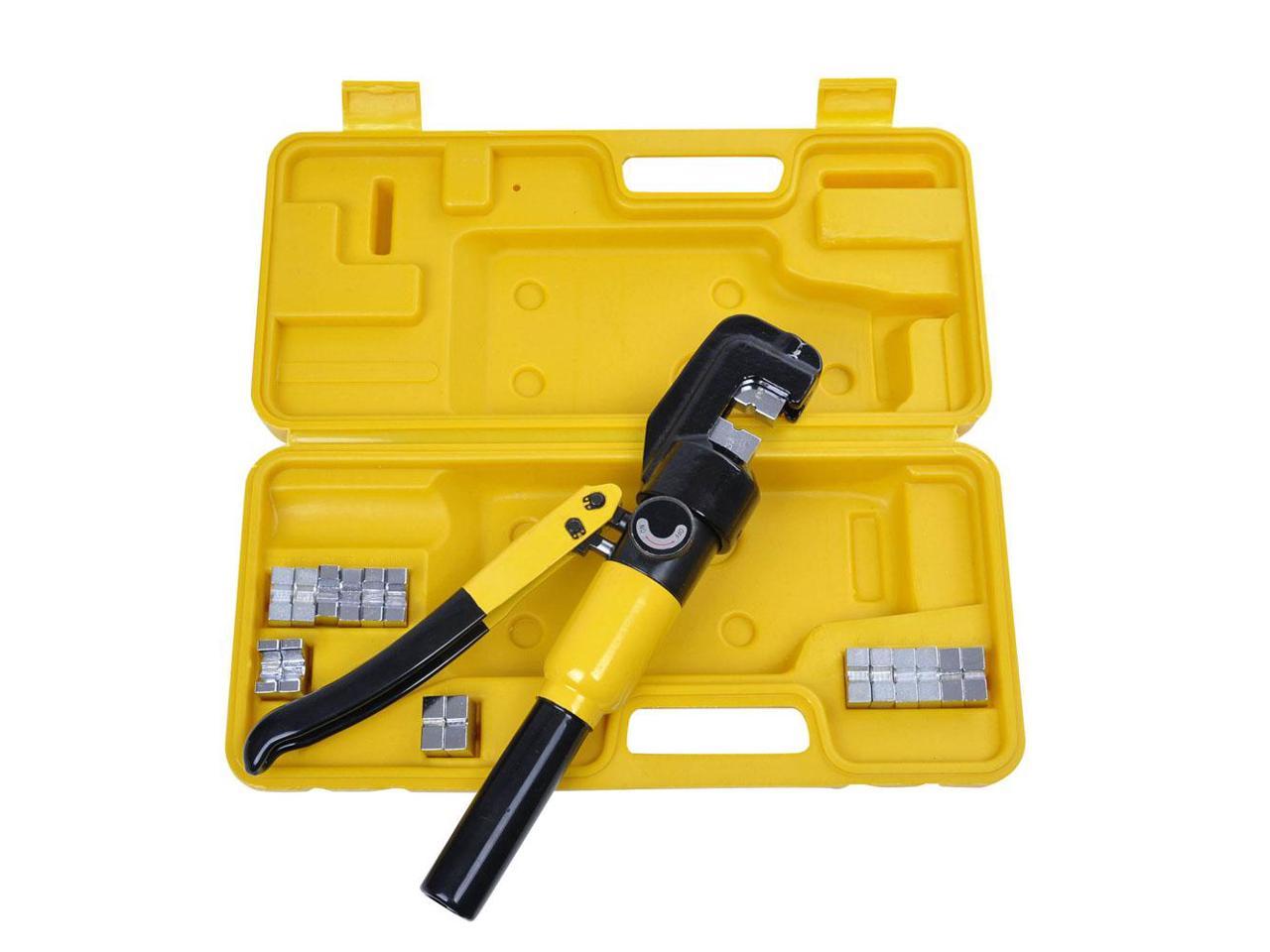 Yescom 10 Ton Hydraulic Wire Crimper Battery Cable Lug Terminal Crimping Tool with 9 Dies