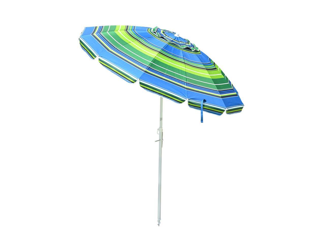 Yescom 7 Ft Striped Outdoor Umbrella UV Protection Sunshade Tilt Sand Anchor