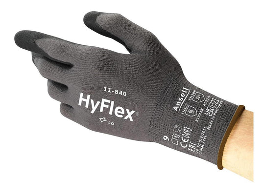 Ansell HyFlex 11-840 Abrasion-Resistant Spandex Nitrile Coated Industrial Gloves