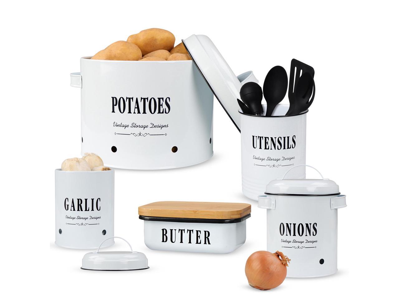 7Penn Cooking Utensil Holder - Covered Butter Dish - Garlic Onion Potato Storage