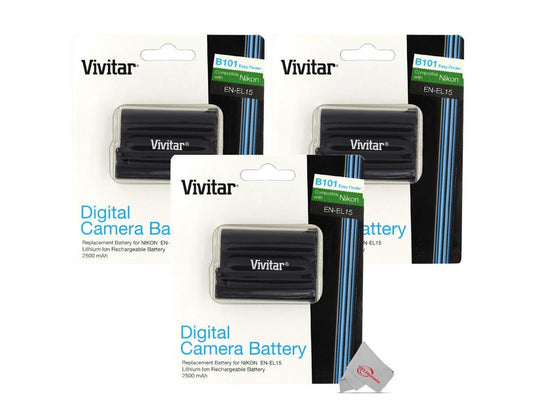 3X Vivitar Nikon EN-EL15 Replacement Battery for Nikon Z5 Z6 Z7 D500 D750 D780 D800 D7500 Digital Cameras