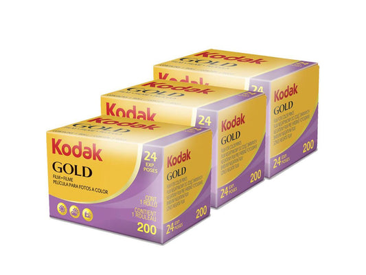 3 Units Kodak GOLD 200 Color Negative Film 35mm Roll Film, 24 Exposures