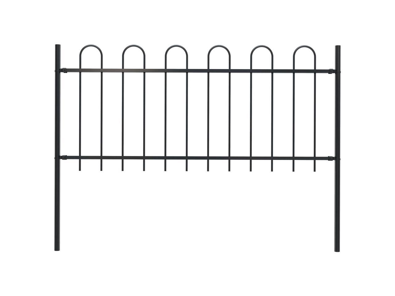 vidaXL Garden Fence with Hoop Top Steel 5.6' Black Privacy Border Enclosure