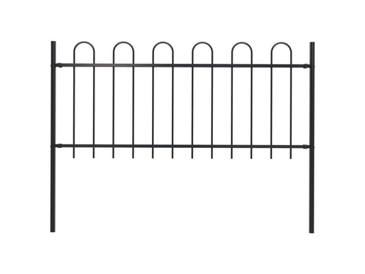 vidaXL Garden Fence with Hoop Top Steel 5.6' Black Privacy Border Enclosure