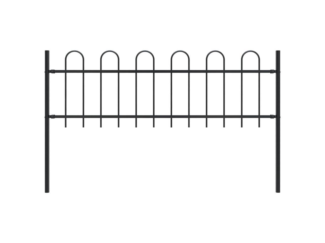 vidaXL Garden Fence with Hoop Top Steel 5.6' Black Privacy Border Enclosure