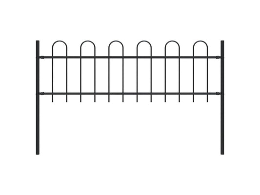 vidaXL Garden Fence with Hoop Top Steel 5.6' Black Privacy Border Enclosure