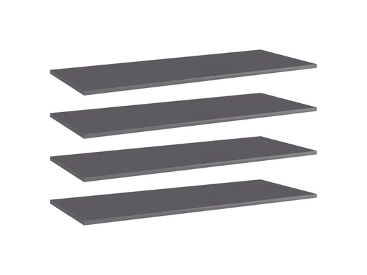 vidaXL Bookshelf Boards Wall Shelving Unit 4 Pcs High Gloss Gray Engineered Wood