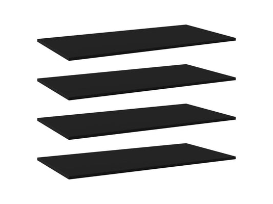 vidaXL Floating Shelf Wall Mounted Bookshelf Board 4 Pcs Black Engineered Wood