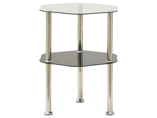 vidaXL Side Table 2-Tier End Coffee Table Transparent and Black Tempered Glass