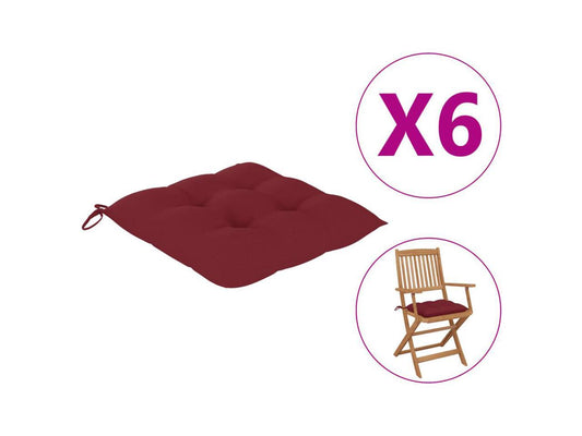 vidaXL Chair Cushion 6 Pcs Outdoor Patio Seat Cushion Pad Wine Red Oxford Fabric