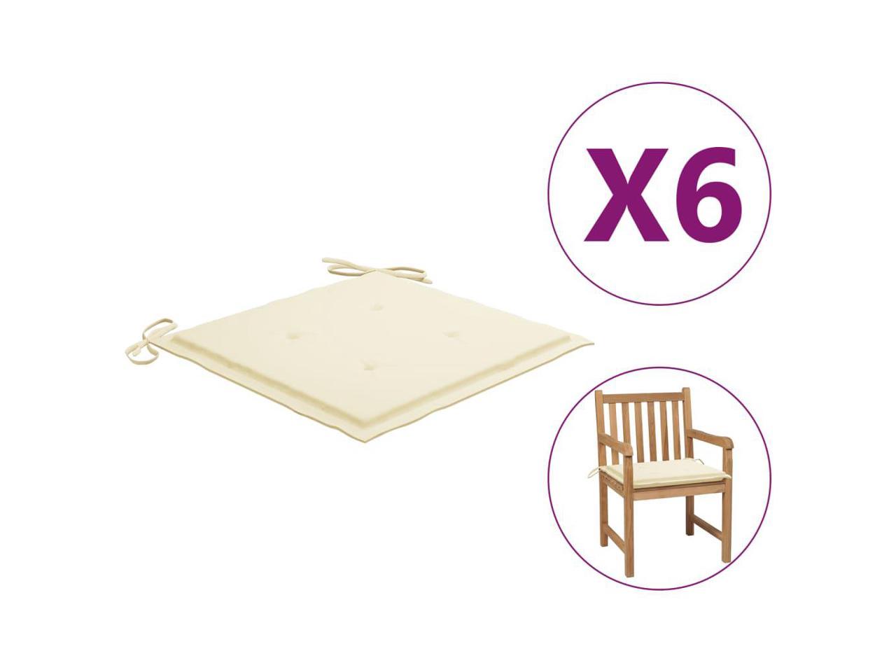 vidaXL Chair Cushion 6 Pcs Outdoor Patio Seat Cushion Cream Oxford Fabric