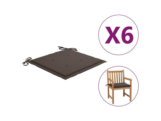 vidaXL Chair Cushion 6 Pcs Outdoor Patio Seat Cushion Taupe Oxford Fabric