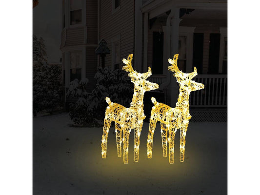 vidaXL Christmas Reindeers 2 Pcs Christmas Lighting Display with 40 LEDs Gold