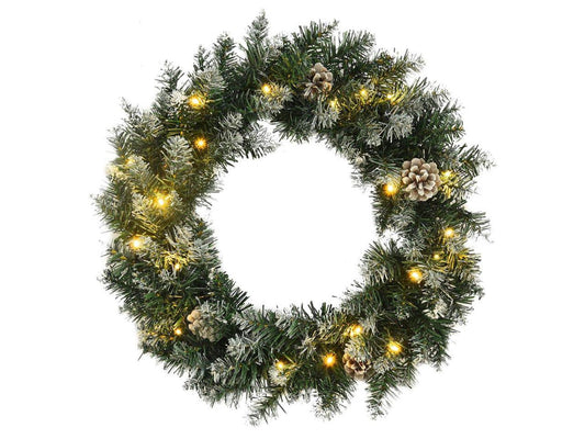 vidaXL Christmas Wreath Artificial Xmas Garland with LED Lights Green PVC