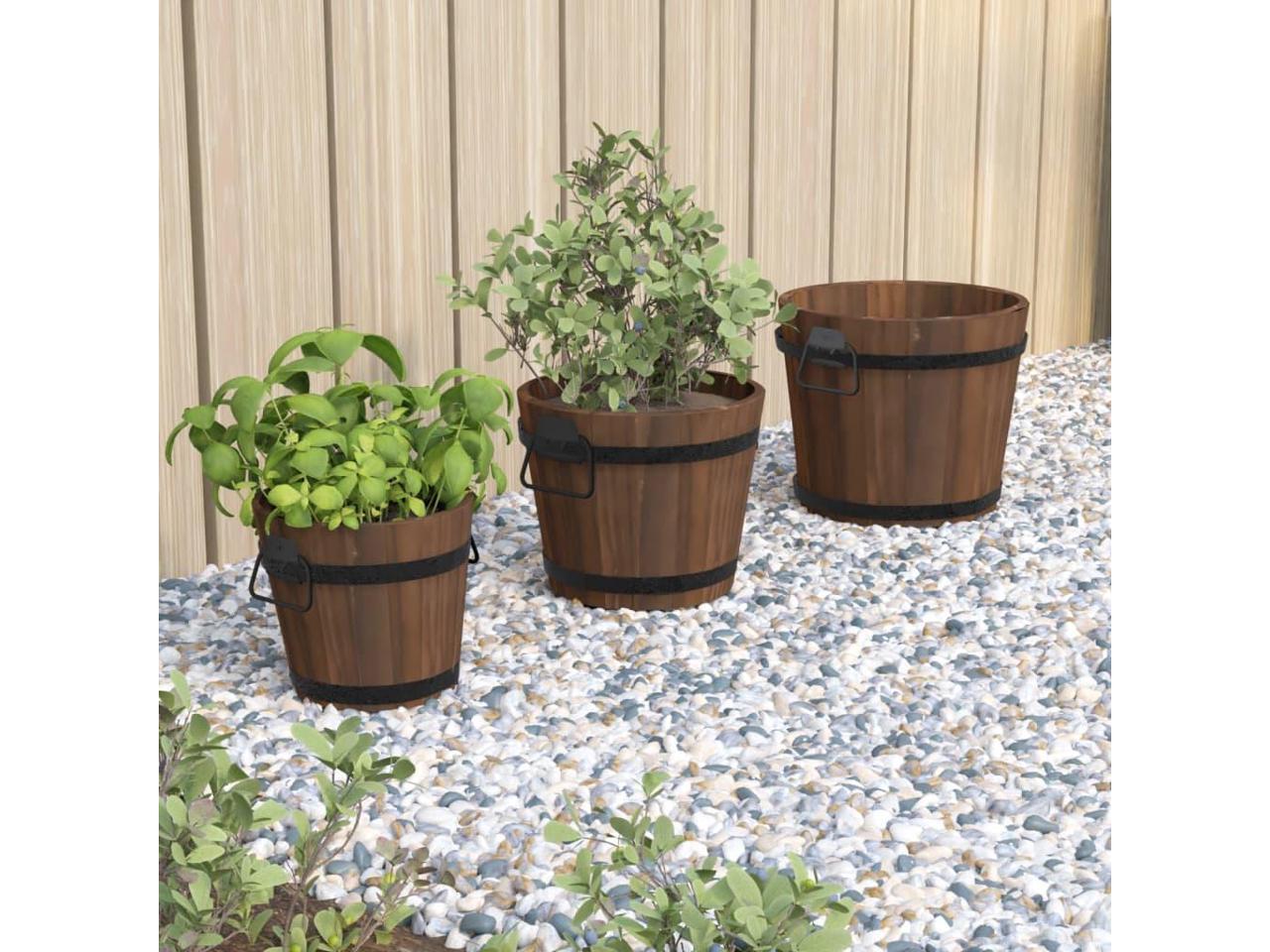 vidaXL Flower Pot 3 Piece Outdoor Planter Pot Box Container Solid Wood Fir