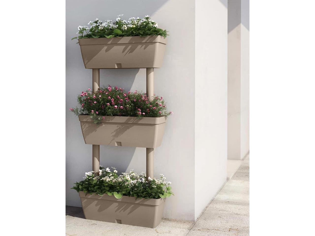 vidaXL Flower Box 3 Pcs Vertical Garden Planter Box for Growing Vegetables Taupe