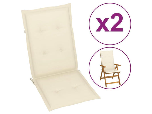 vidaXL Chair Cushion 2 Pcs Outdoor Garden High Back Chair Cushion Cream Fabric