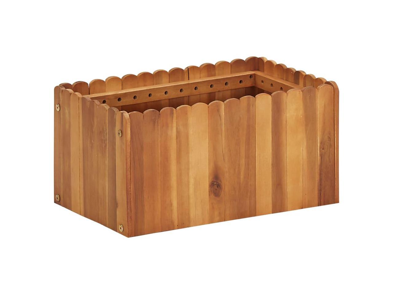 vidaXL Solid Acacia Wood Garden Raised Bed Slatted Open Bottom 19.6 Planter