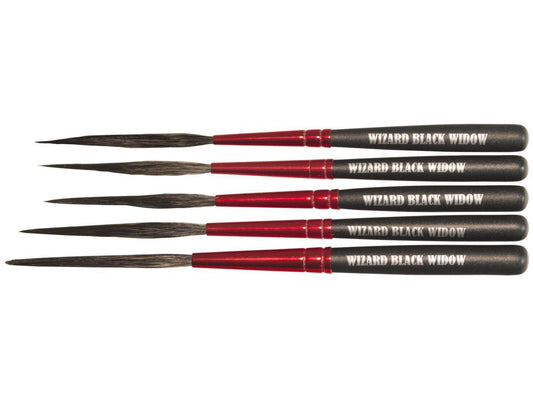 Andrew Mack Wizard Black Widow Scroll Striper Sizes 000, 00, 0, 1, 2 Set WBW