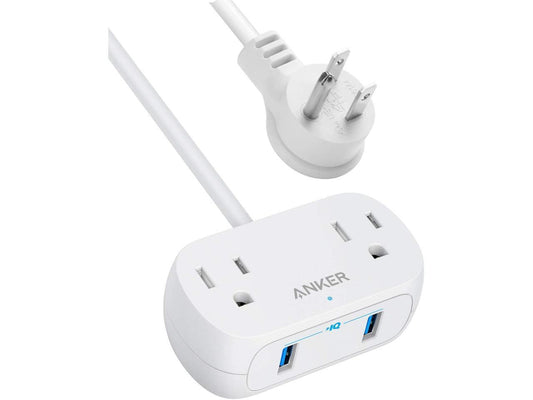 Anker Power Strip with USB PowerExtend USB 2 mini, 2 Outlets, and 2 USB Ports, Flat Plug, 5 ft Extension Cord, Safety System for Travel, Desk, and Home Office