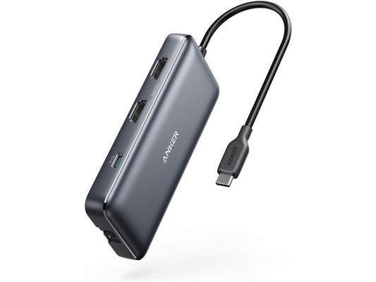 Anker USB C Hub, PowerExpand 8-in-1 USB C Adapter, with Dual 4K HDMI, 100W Power Delivery, 1 Gbps Ethernet, 2 USB 3.0 Data Ports, SD and microSD Card Reader, for MacBook Pro, XPS and More